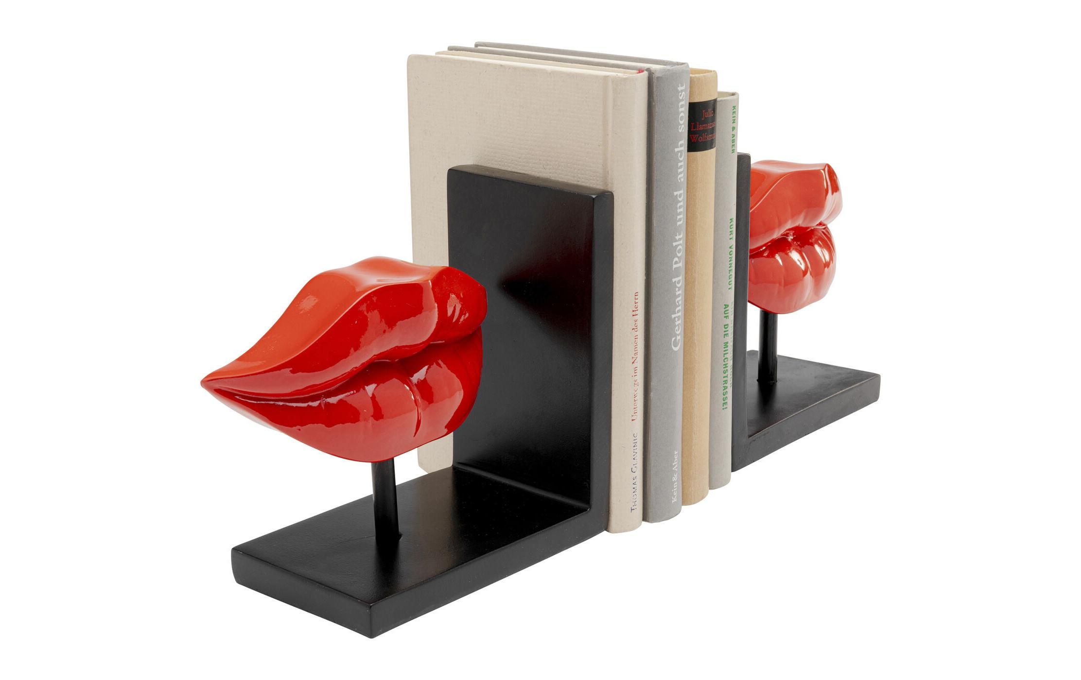 Kare Buchstütze Lips 2er Set, Rot/Schwarz Kare Buchstütze Lips 2er Set, Rot/Schwarz