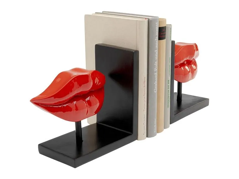 Kare Buchstütze Lips 2er Set, Rot/Schwarz Kare Buchstütze Lips 2er Set, Rot/Schwarz