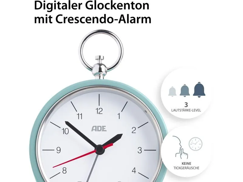 ADE Klassischer Wecker Retro Hellblau