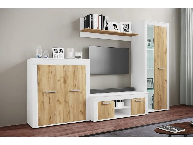 VCM TV-Möbel Usilo L 102 x 45 cm, Weiss/Braun VCM TV-Möbel Usilo L 102 x 45 cm, Weiss/Braun