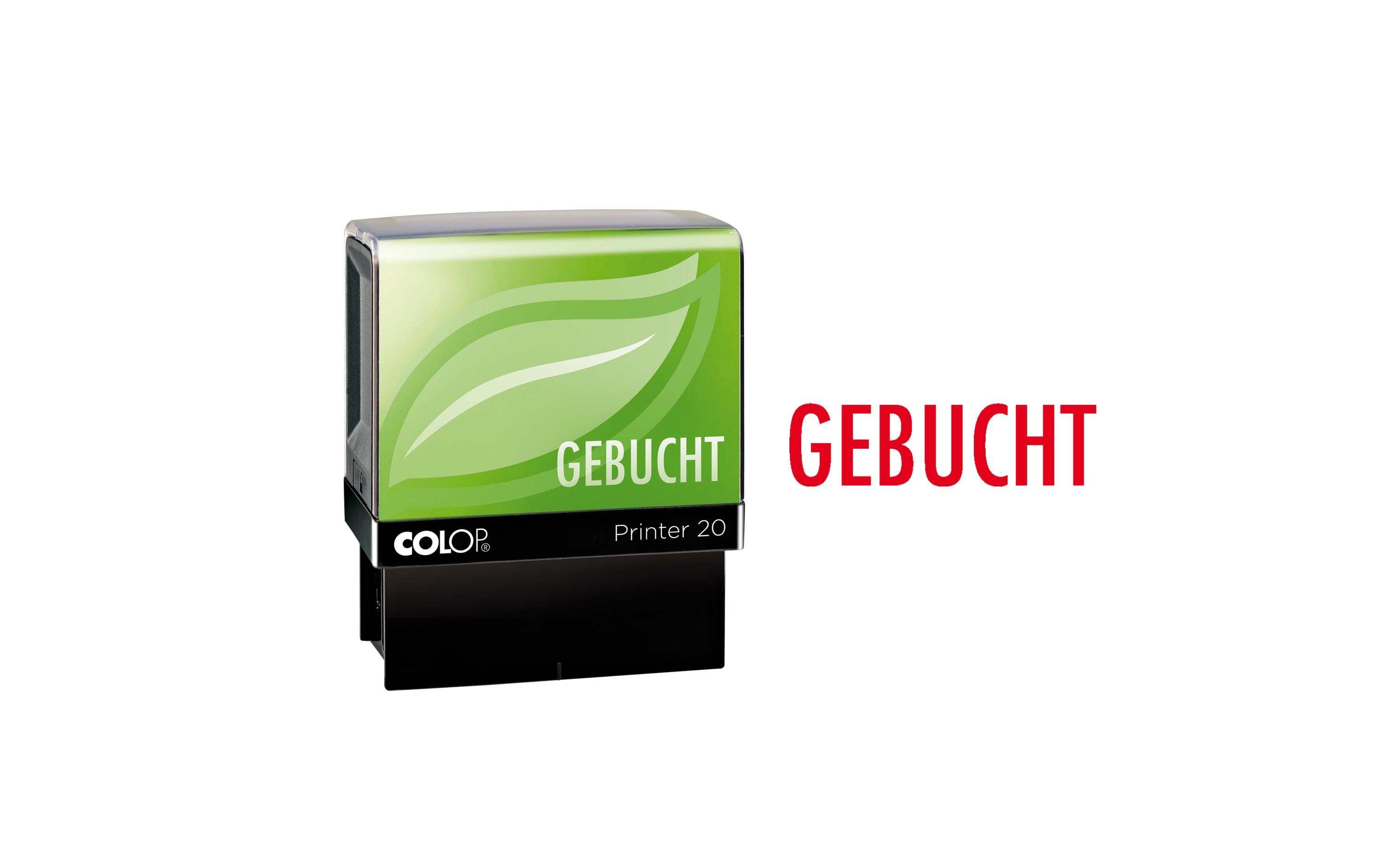 Colop Wort- und Datumsstempel Green Line «GEBUCHT», Rot