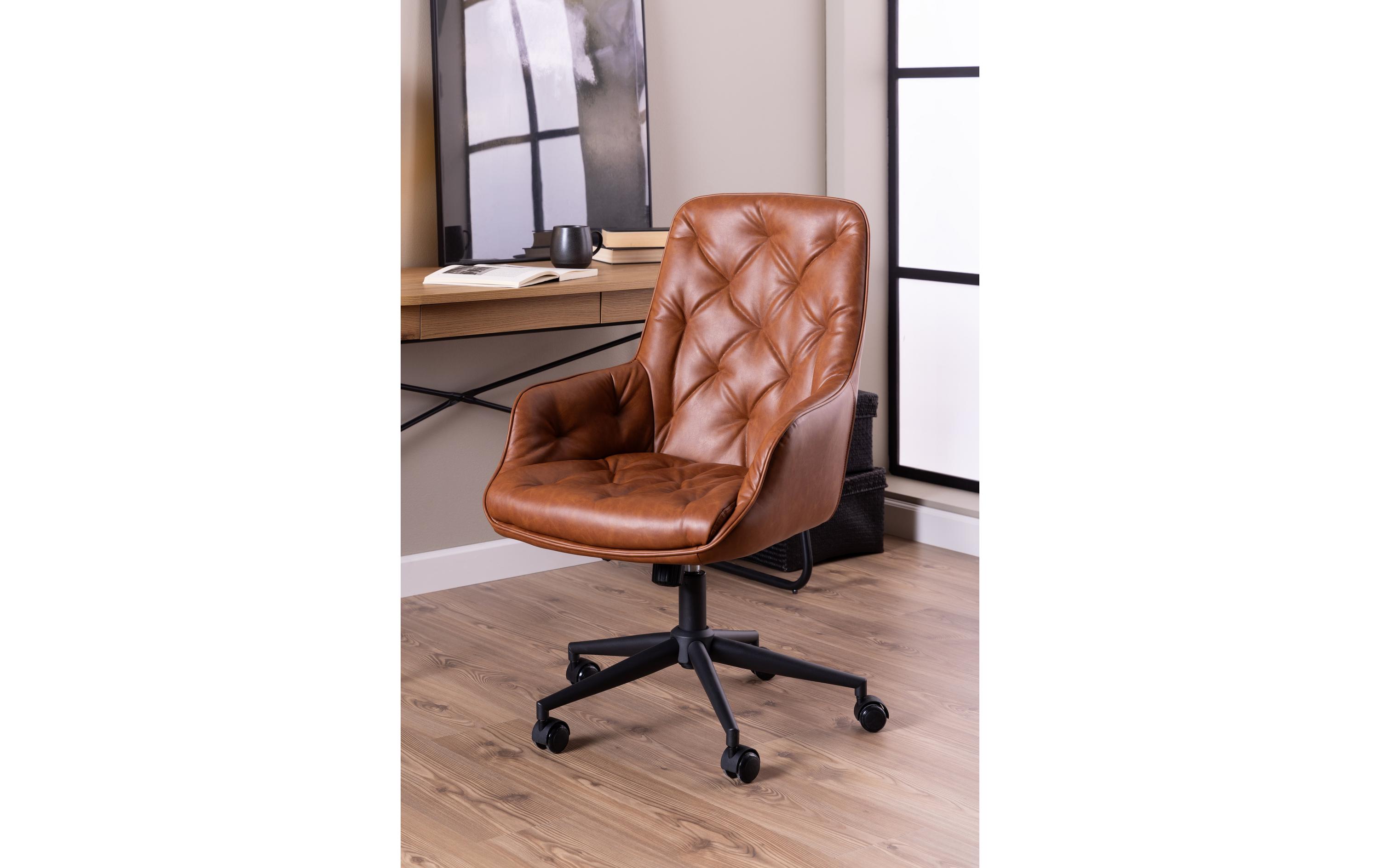 AC Design Bürostuhl Erik, mit Polsterrücken und Armlehnen, Cognac