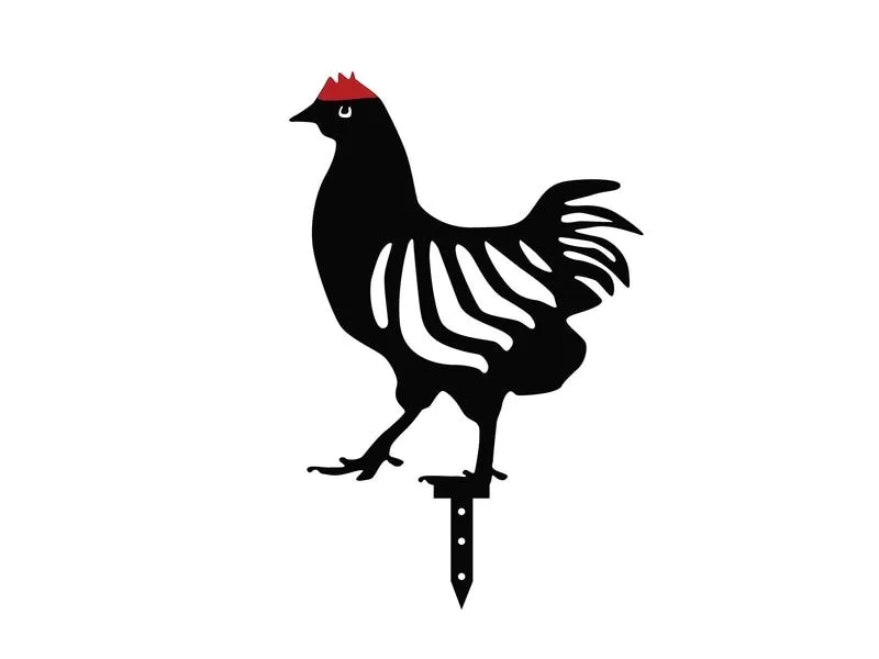 Wallxpert Gartenstecker Huhn 33 cm, 4er Set, Schwarz