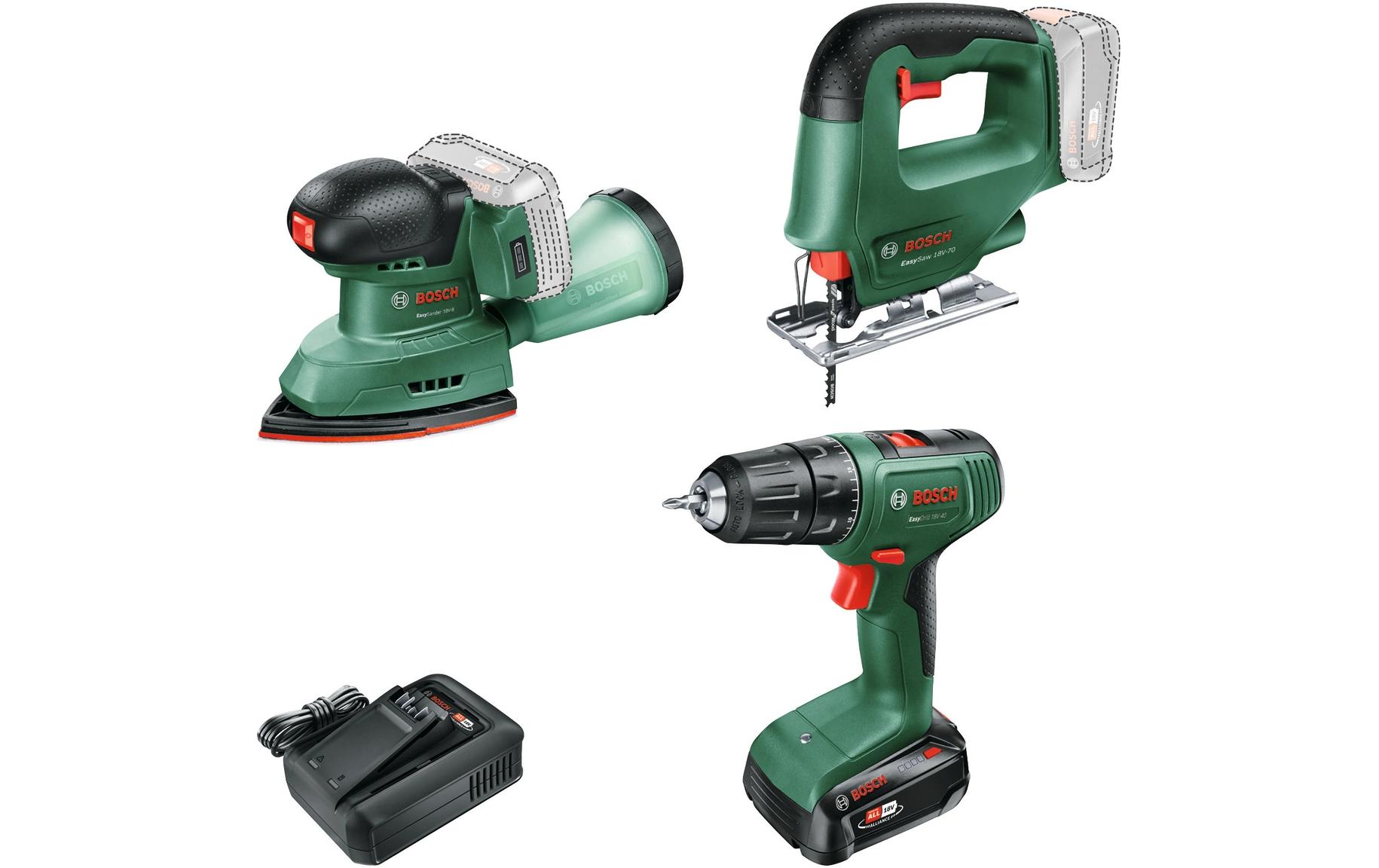 Bosch Akku-Schlagbohrmaschine 18 V Set EasyDrill+EasySaw+EasySande