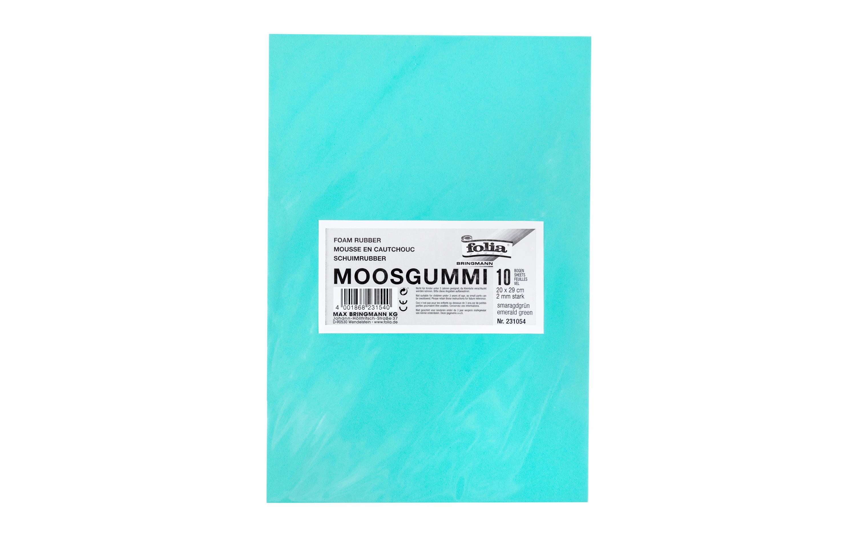 Folia Moosgummi-Set 10 Stück, Smaragdgrün Folia Moosgummi-Set 10 Stück, Smaragdgrün