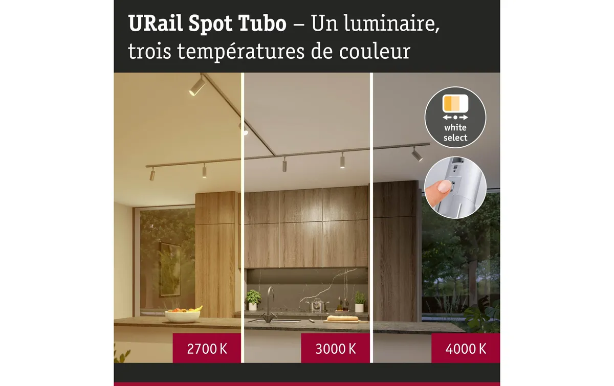 Paulmann URail Schienenspot Tubo Einzelspot Chrom 3-Step-Dim