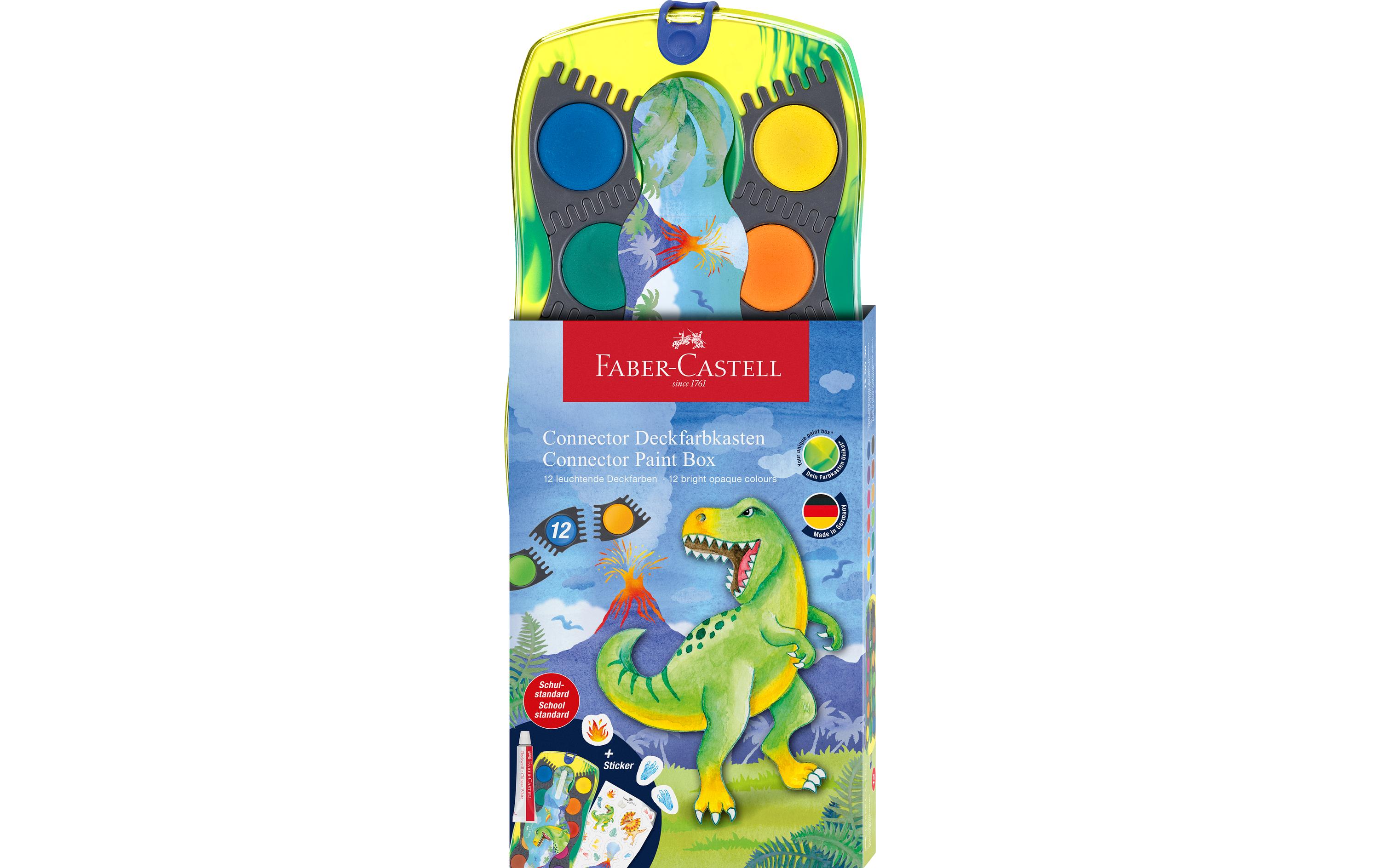 Faber-Castell Wasserfarbe Connector 12er Dino, inklusive Deckweiss
