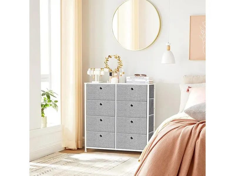 Songmics Kommode mit acht Schubladen 30 x 81.5 cm, Weiss/Grau Songmics Kommode mit acht Schubladen 30 x 81.5 cm, Weiss/Grau