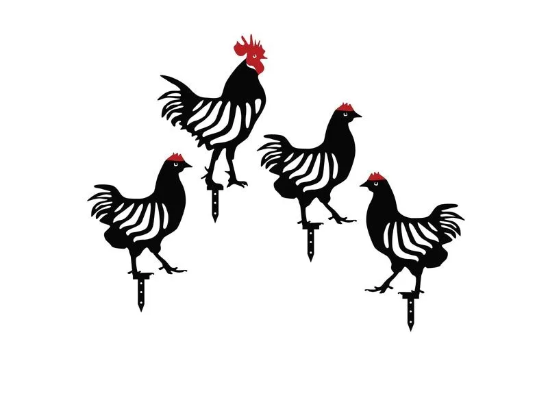 Wallxpert Gartenstecker Huhn 33 cm, 4er Set, Schwarz Wallxpert Gartenstecker Huhn 33 cm, 4er Set, Schwarz