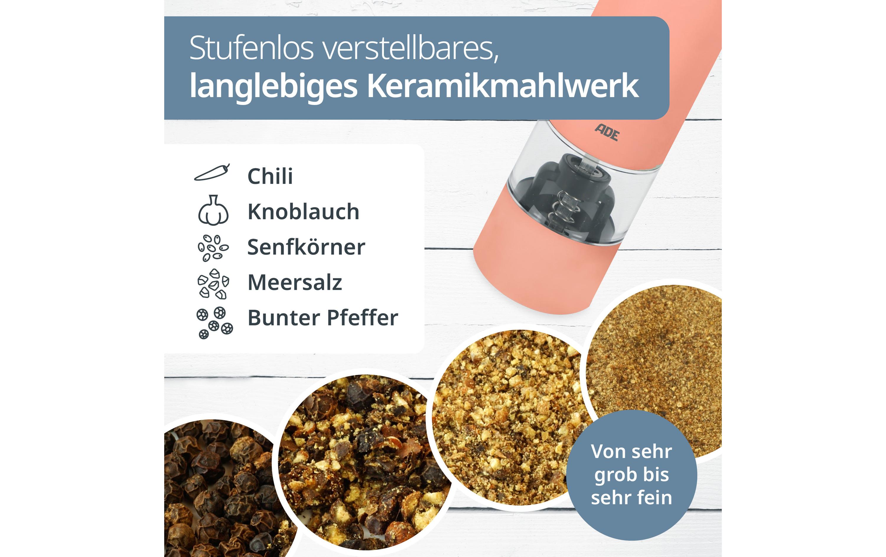 ADE Salz- und Pfeffermühle 13.9 cm, Koralle