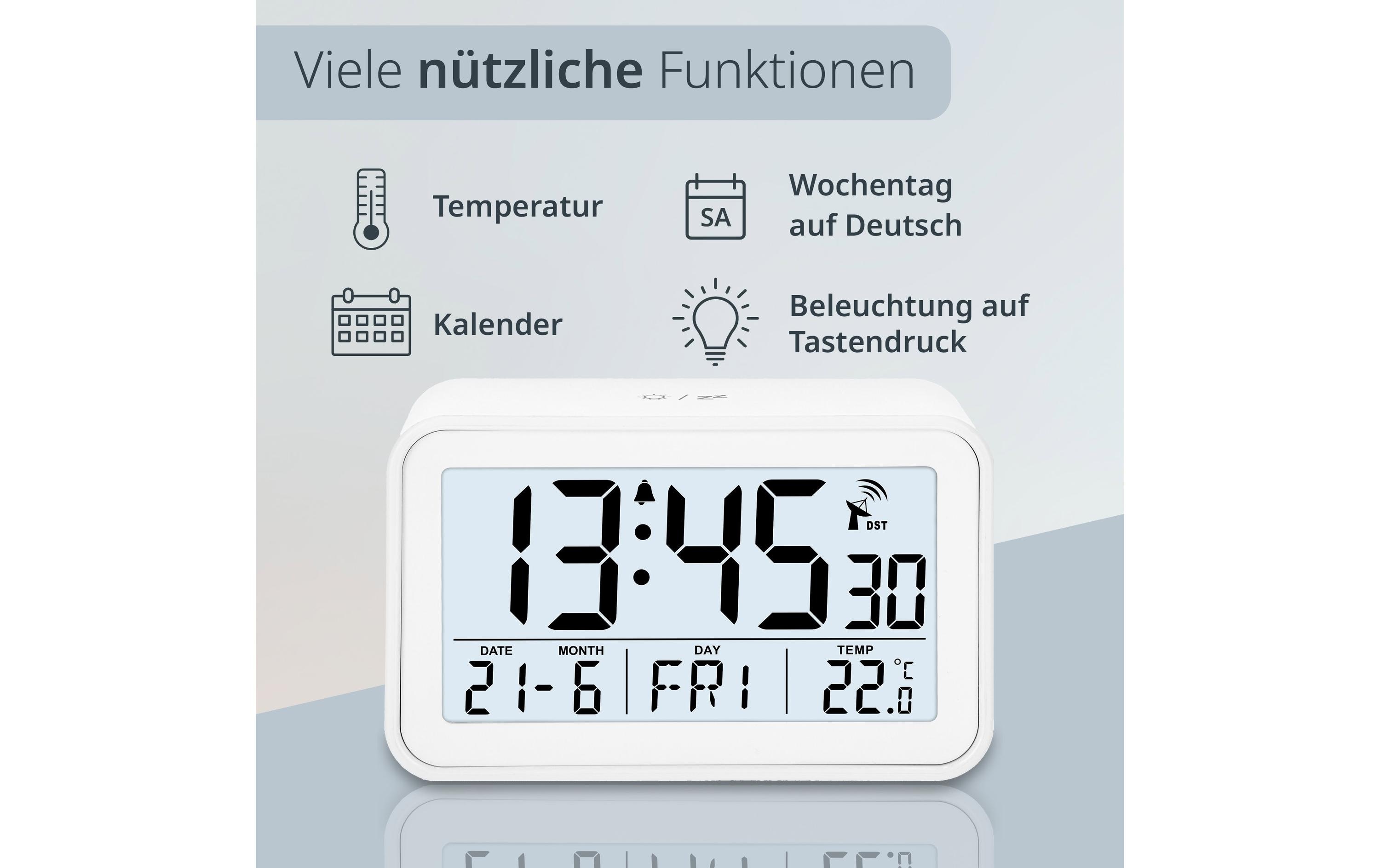 ADE Funkwecker digital Weiss