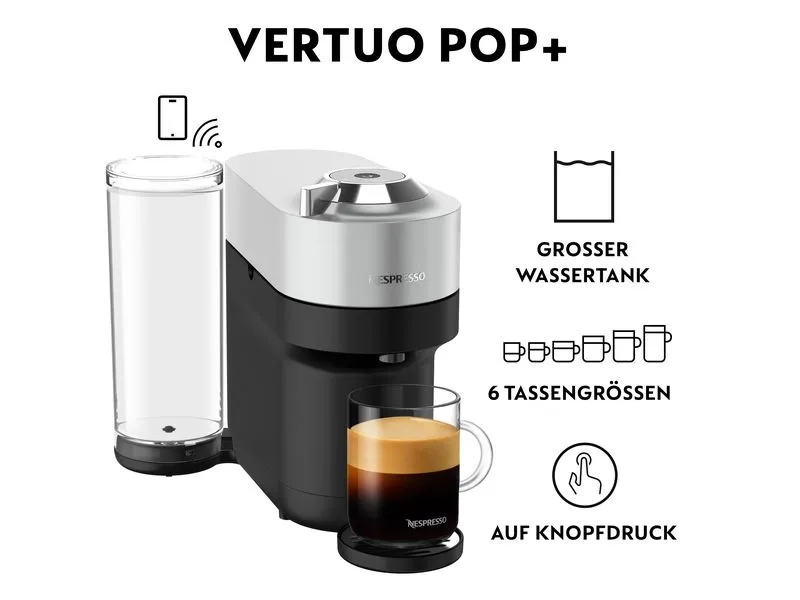De'Longhi Kaffeemaschine Nespresso Vertuo Pop+ Silber De'Longhi Kaffeemaschine Nespresso Vertuo Pop+ Silber