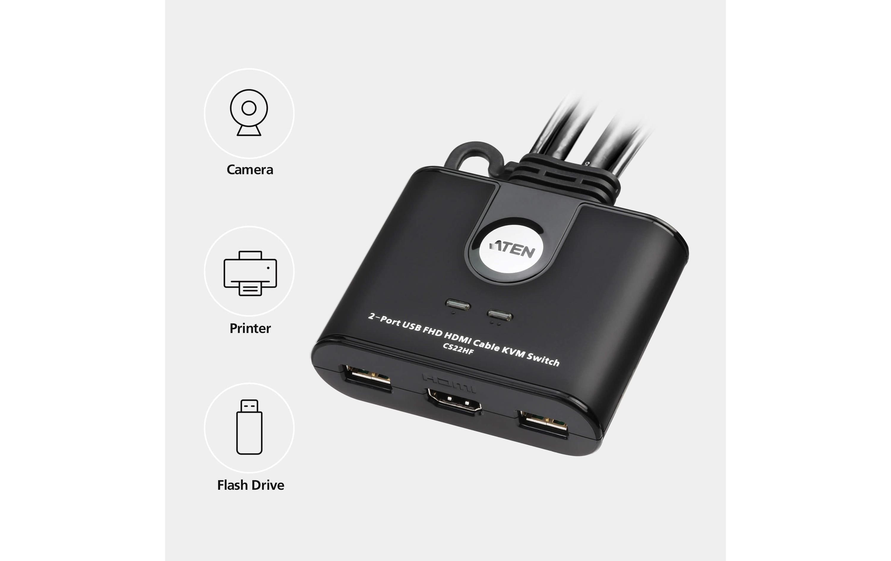 Aten KVM Switch CS22HF 2-Port HDMI Aten KVM Switch CS22HF 2-Port HDMI