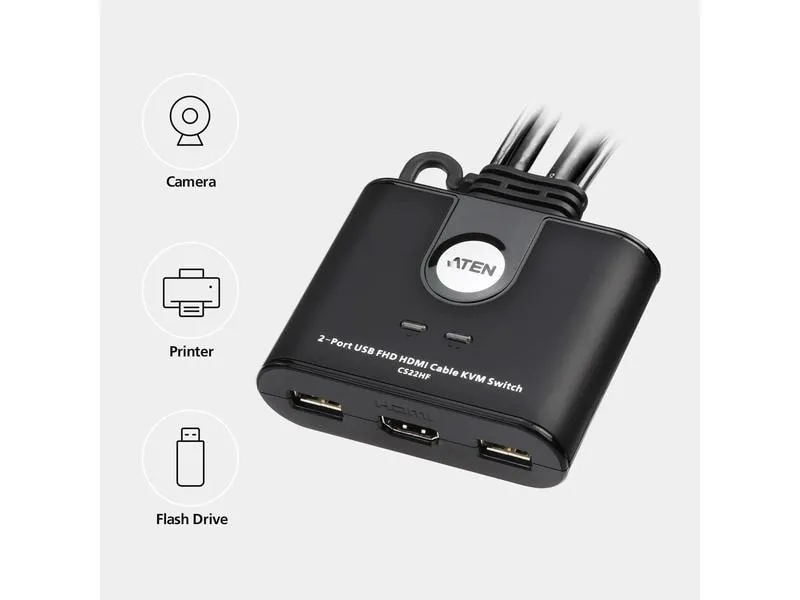 Aten KVM Switch CS22HF 2-Port HDMI Aten KVM Switch CS22HF 2-Port HDMI