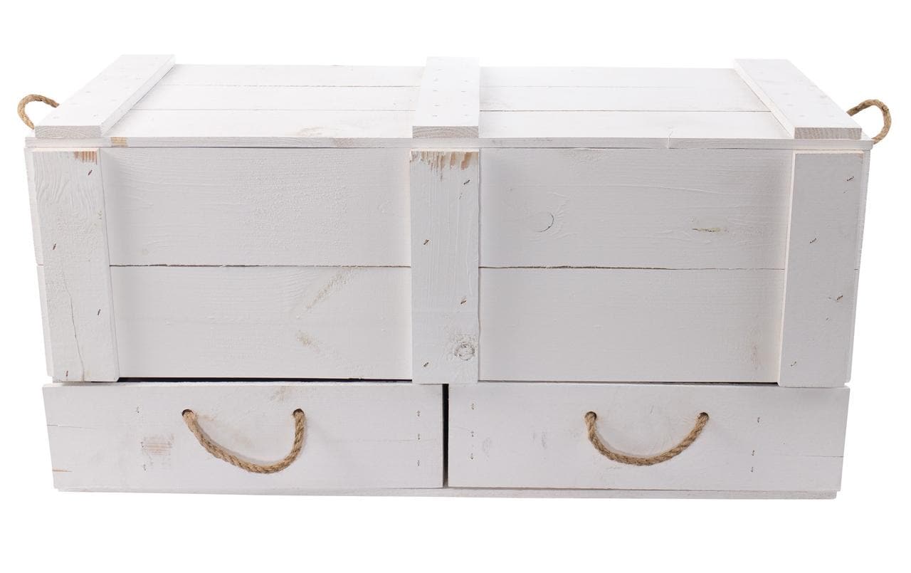 Holz Zollhaus Truhe Vintage Weiss, 85 x 40 cm
