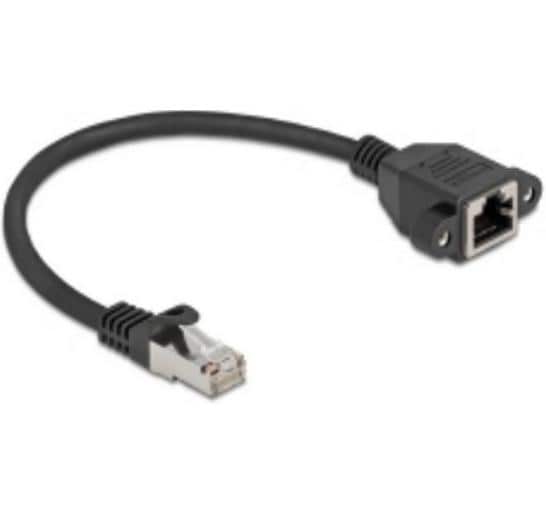 Delock Patchkabel Verlängerungskabel Cat 6A, S/FTP, 0.25 m, Schwarz