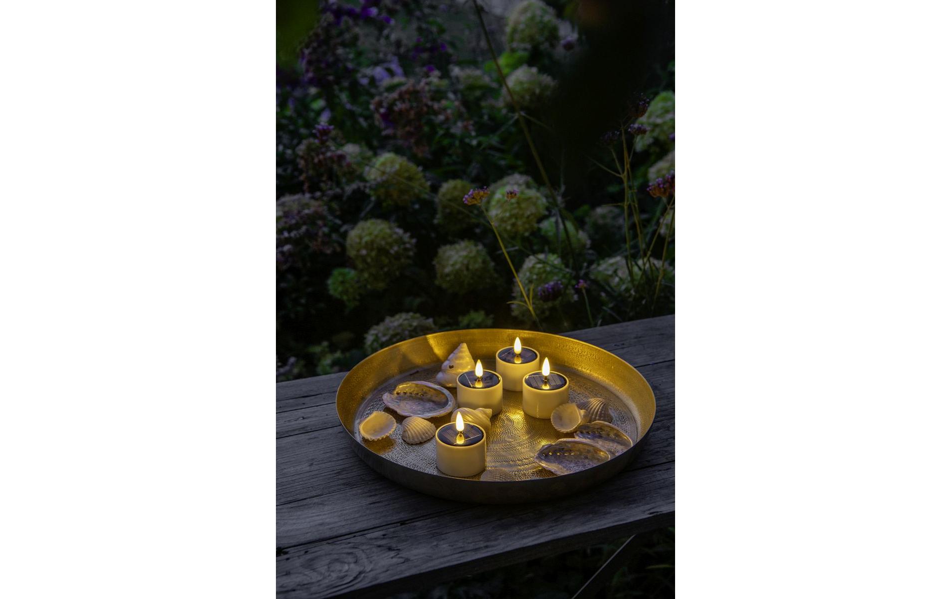 STT LED Teelichter Set Solar Ø 5 x 6.5 cm, Weiss, 4 Stk