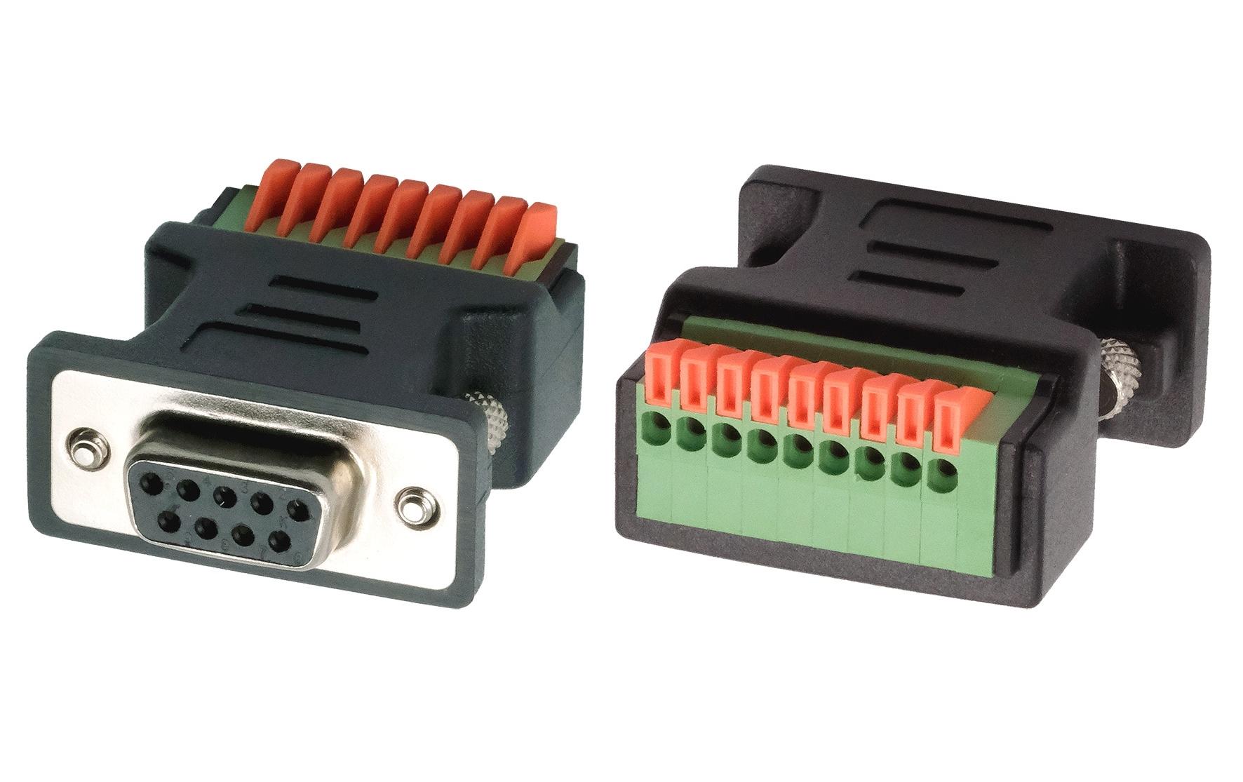 Exsys Adapter 9-pin Buchse zu 9-pin Terminal Block mit Drucktaster