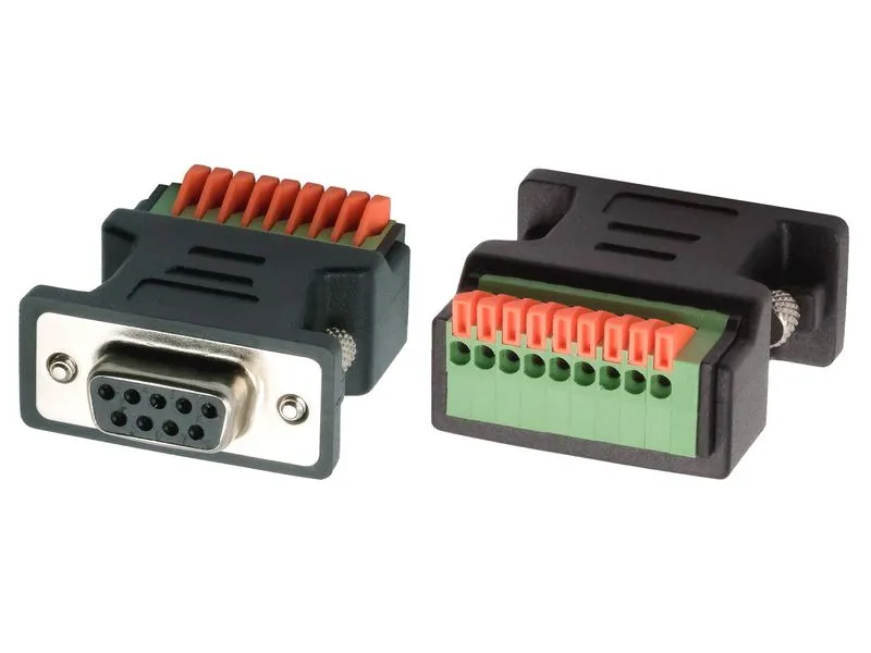 Exsys Adapter 9-pin Buchse zu 9-pin Terminal Block mit Drucktaster Exsys Adapter 9-pin Buchse zu 9-pin Terminal Block mit Drucktaster