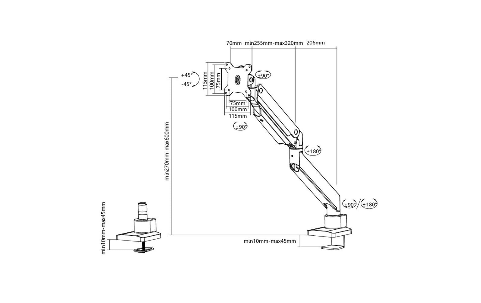 NEOMOUNTS Tischhalterung NM-D775BLACKPLUS Schwarz
