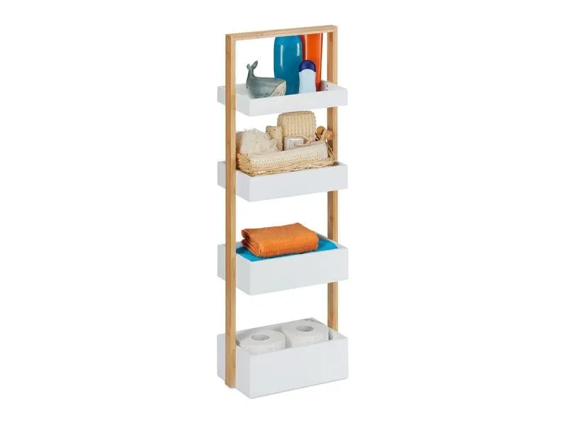relaxdays Badregal 30 x 88 cm, Weiss/Braun relaxdays Badregal 30 x 88 cm, Weiss/Braun