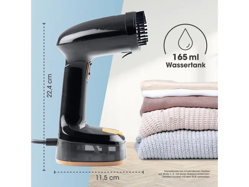 CLEANmaxx Dampfbürste 2-in-1 – 1600W schwarz 165 ml Tank 1600 W CLEANmaxx Dampfbürste 2-in-1 – 1600W schwarz 165 ml Tank 1600 W