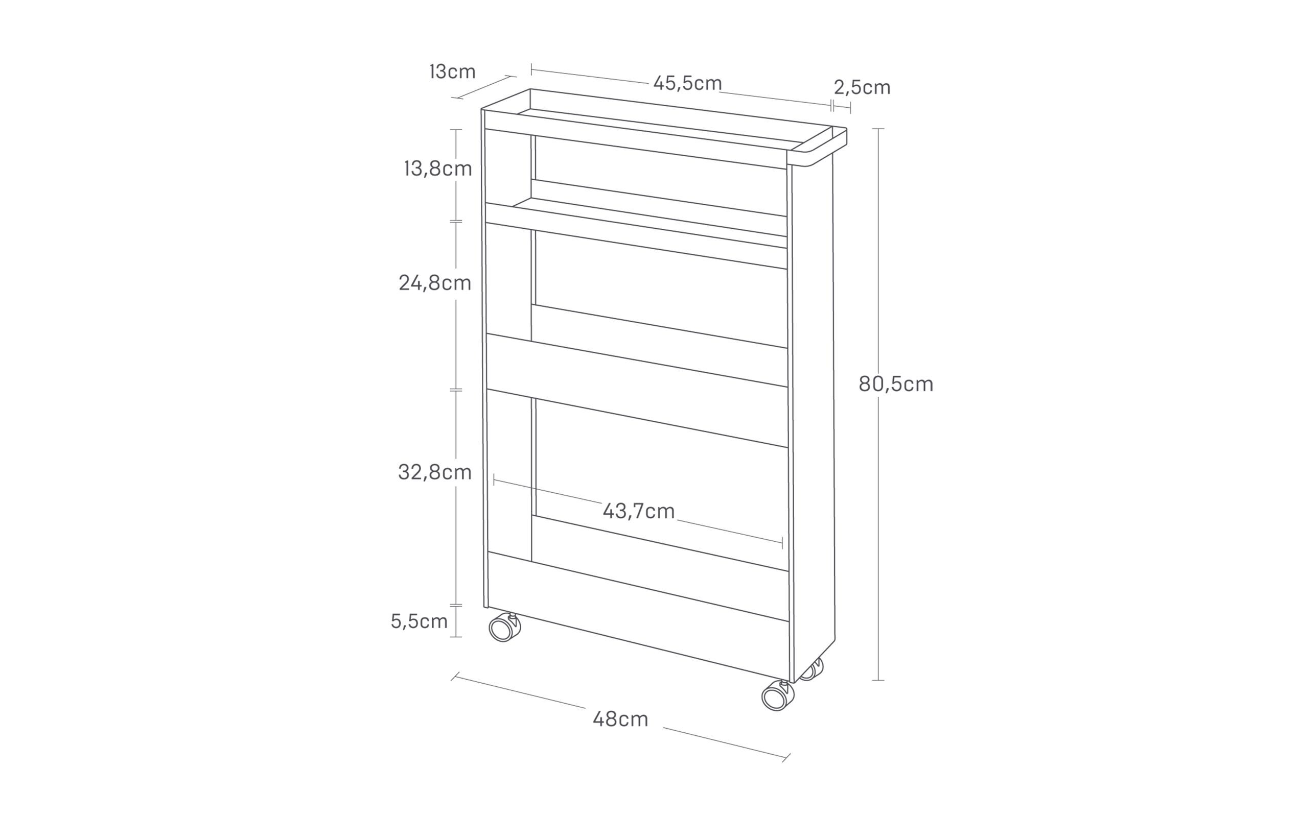 Yamazaki Küchenwagen Tower 48 x 80.5 cm, Weiss