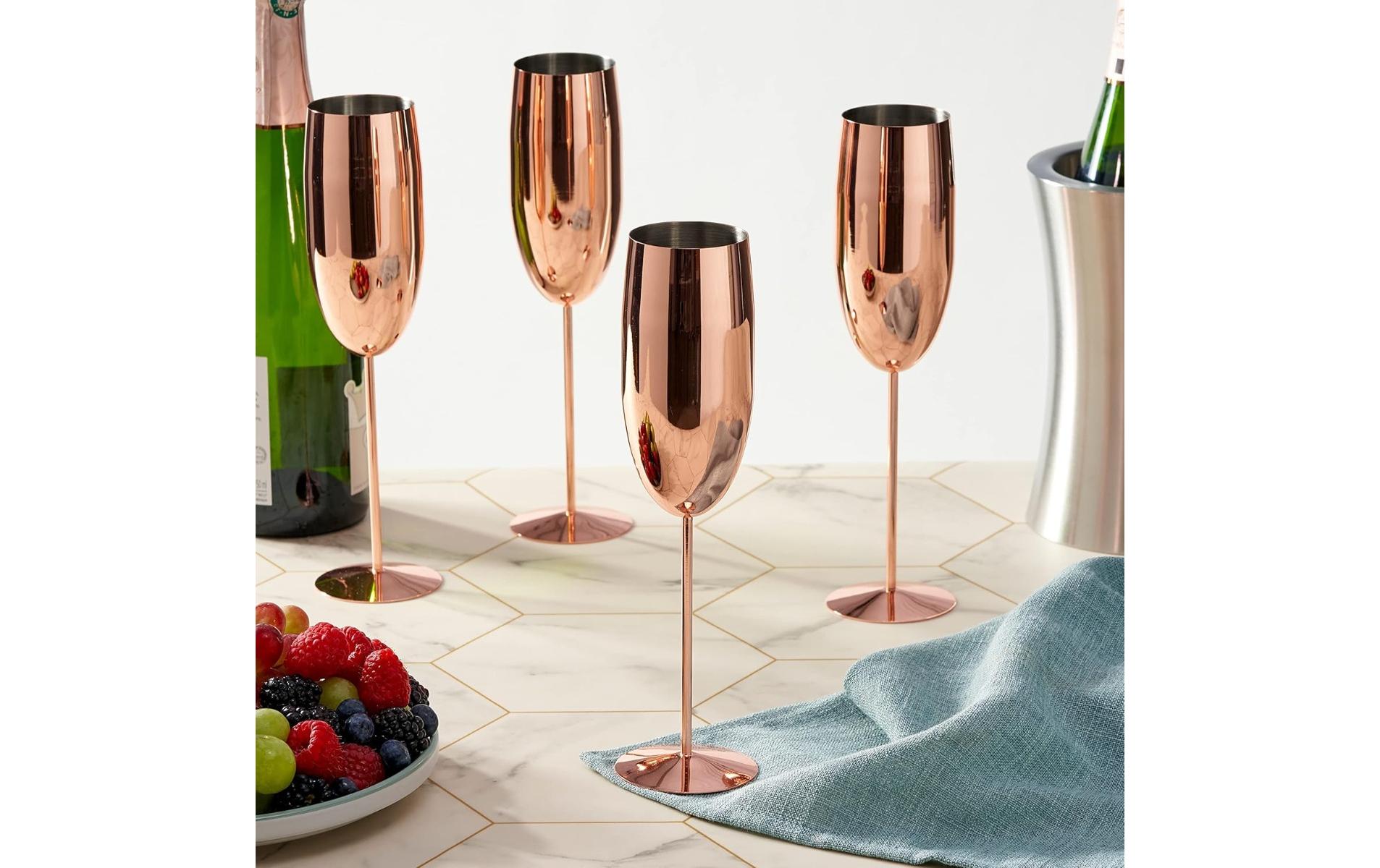 Oak & Steel Sektglas 285 ml, 4 Stück, Rosegold