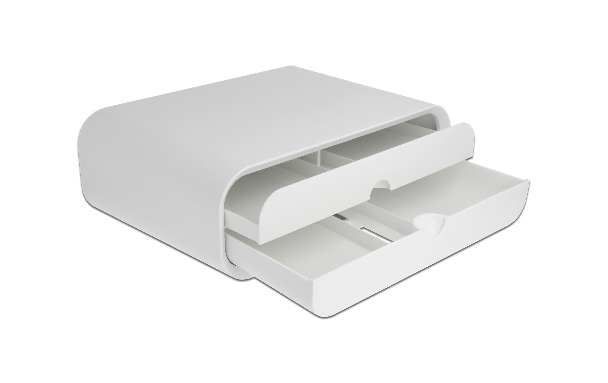 Delock Monitor Erhöhung mit zwei Schubladen Weiss Delock Monitor Erhöhung mit zwei Schubladen Weiss