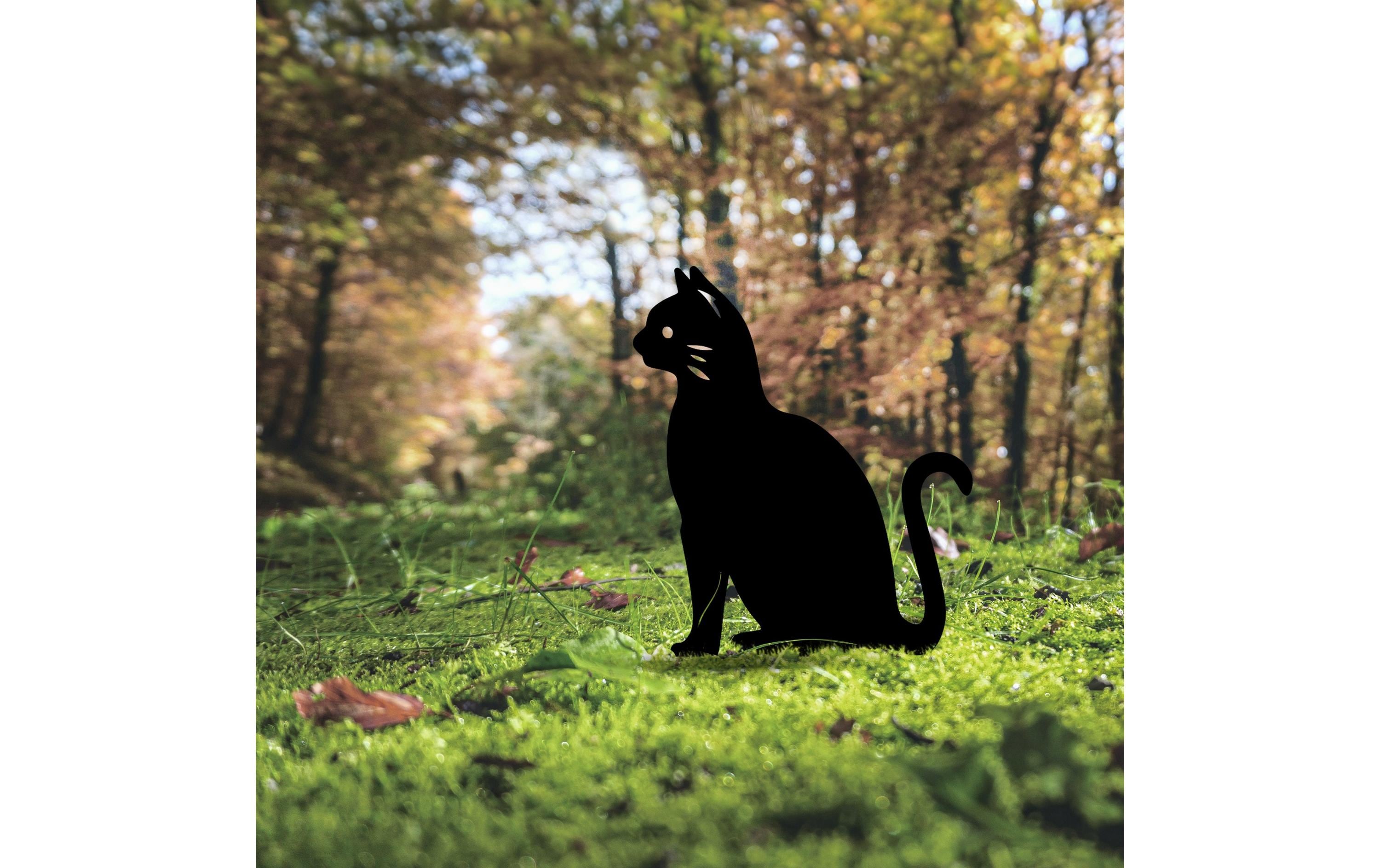 Wallxpert Gartenstecker Katze 38 x 20 cm