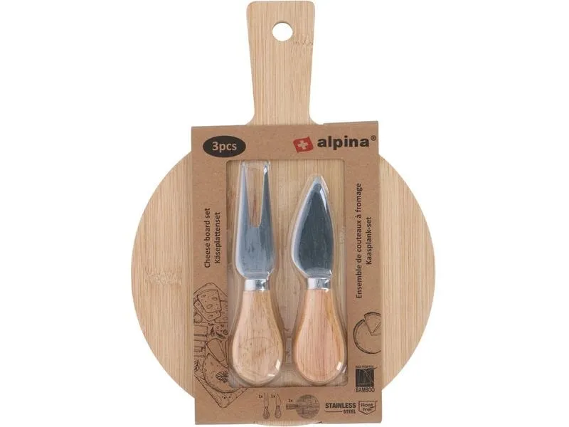 alpina Käsebrett mit Besteck, assortiert Braun alpina Käsebrett mit Besteck, assortiert Braun