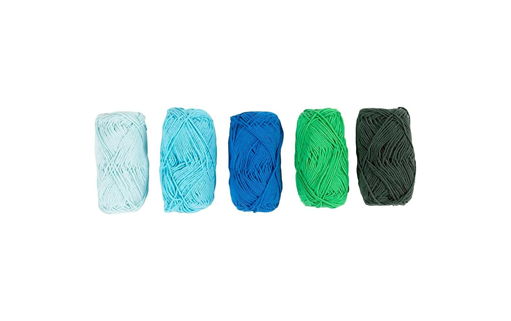 Creativ Company Baumwollgarn Nr. 8/4 5 x 50 Meter, Blau-Grün, 5 x 20 g