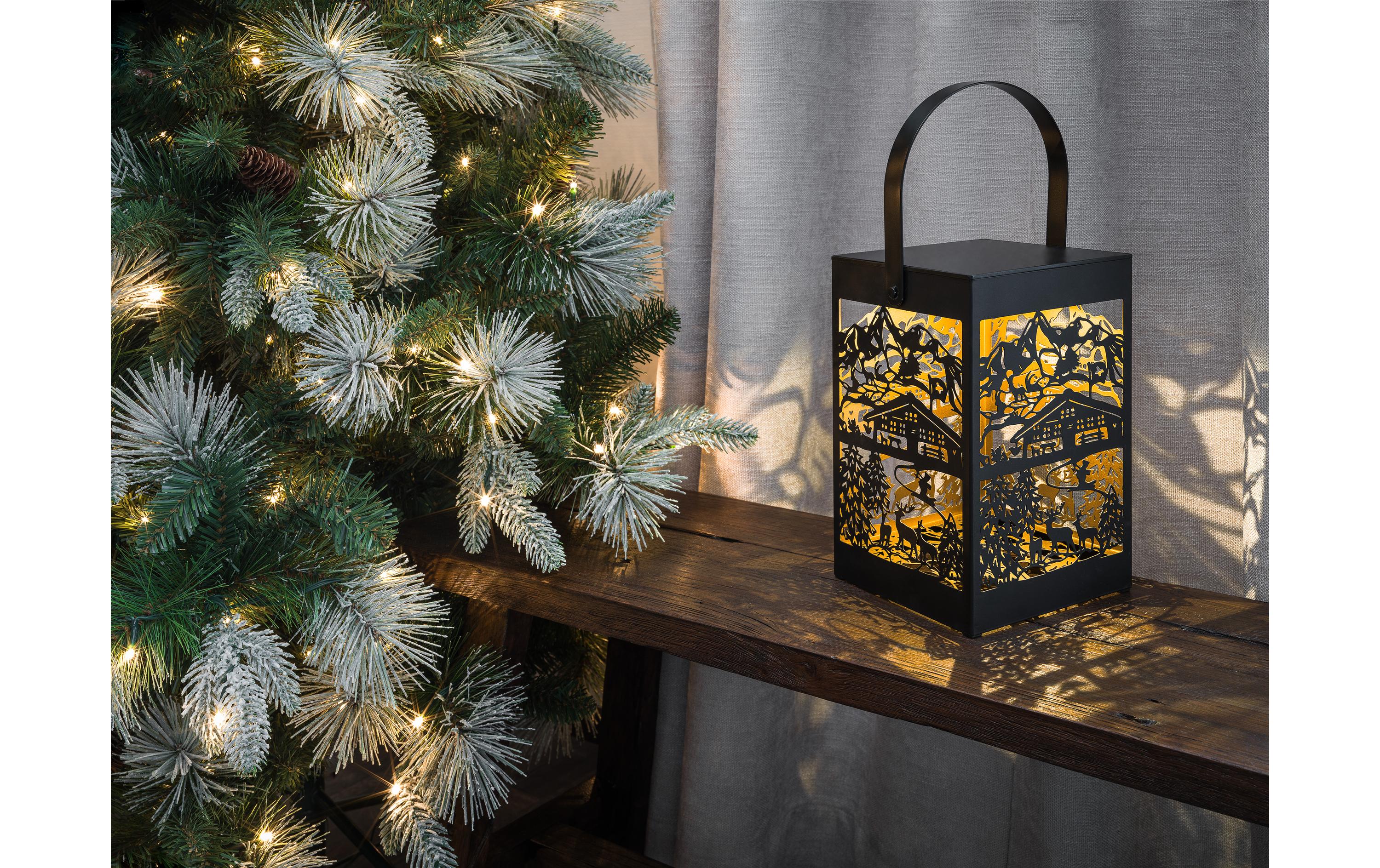 STT Laterne Swiss Alps Recharge USB, 24.5 cm, Schwarz/Gold