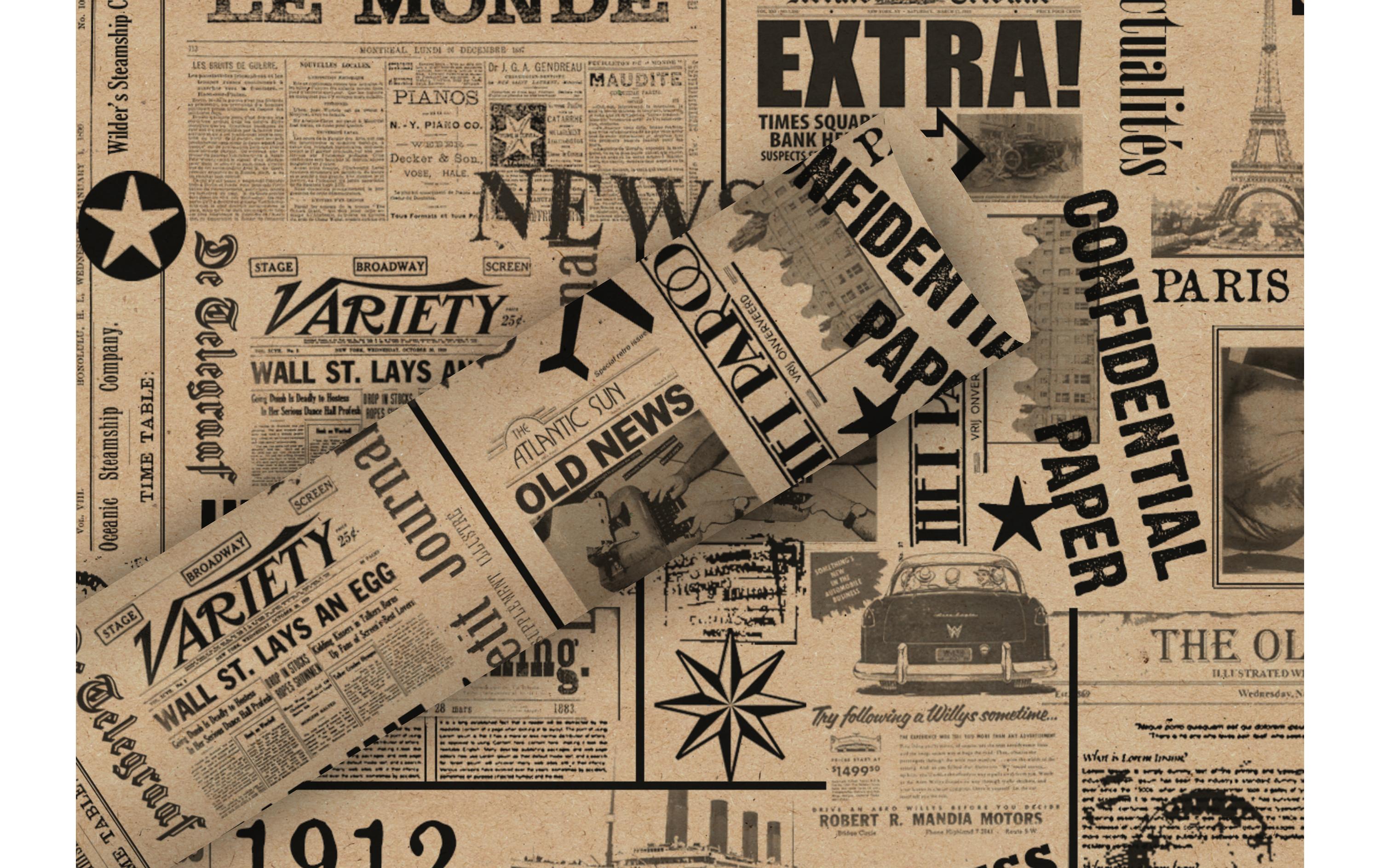 Braun + Company Geschenkpapier By Nature News 2 m x 70 cm, Braun/Schwarz