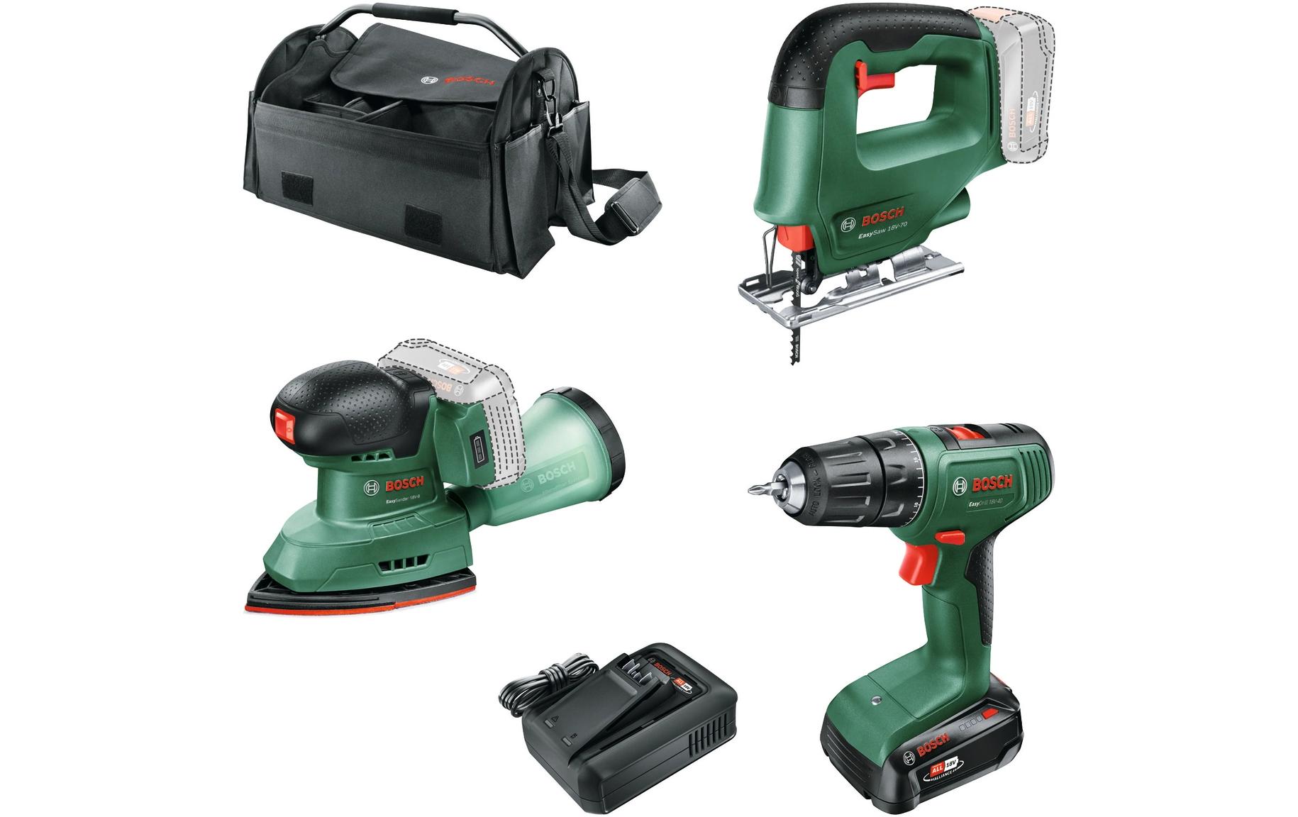 Bosch Akku-Schlagbohrmaschine 18 V Set EasyDrill+EasySaw+EasySande