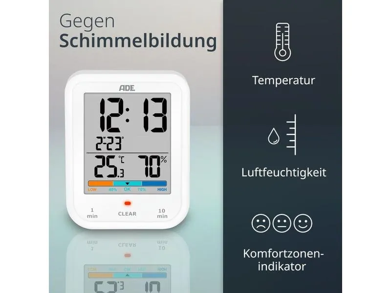 ADE Wetterstation Thermo-Hygrometer Weiss