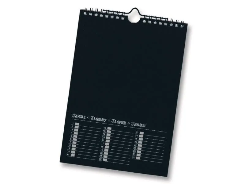 Folia Dauerkalender 17 x 24 cm, Schwarz