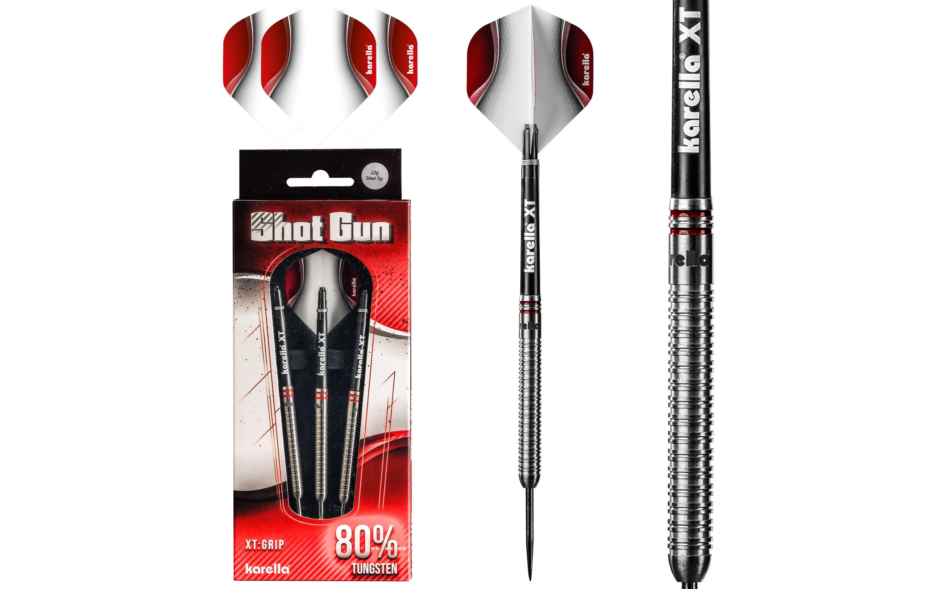 Karella Dartpfeile Steeldart Shotgun 22g, 3 Stück – Silber