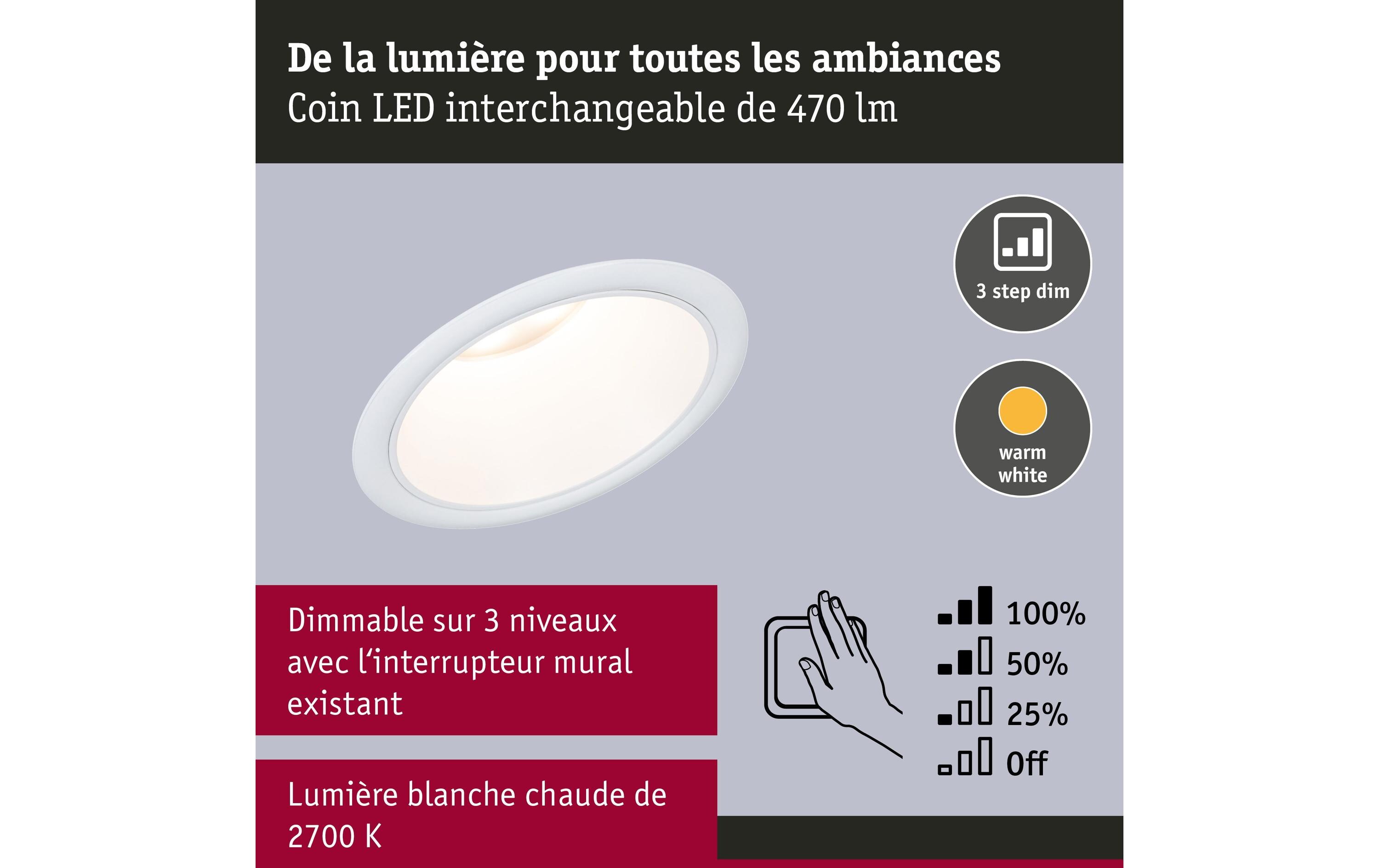Paulmann Einbauleuchte LED Cole Coin 3er-Set Weiss