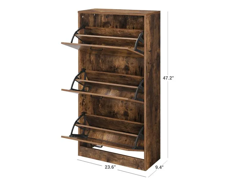VASAGLE Schuhschrank mit 3 Klappen 60 x 120 cm, Braun VASAGLE Schuhschrank mit 3 Klappen 60 x 120 cm, Braun