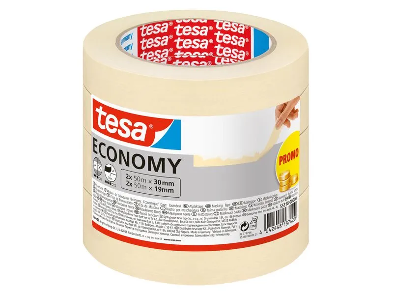 tesa Abdeckband Masking Economy, Set 2x 50m x 30mm, 2x 50m x 19mm tesa Abdeckband Masking Economy, Set 2x 50m x 30mm, 2x 50m x 19mm