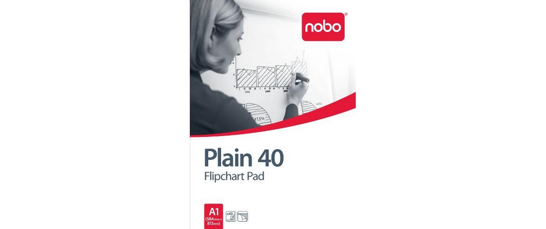 Nobo Flipchart Block 40 Blatt, blanko, 58 x 81 cm Weiss 1 Stück