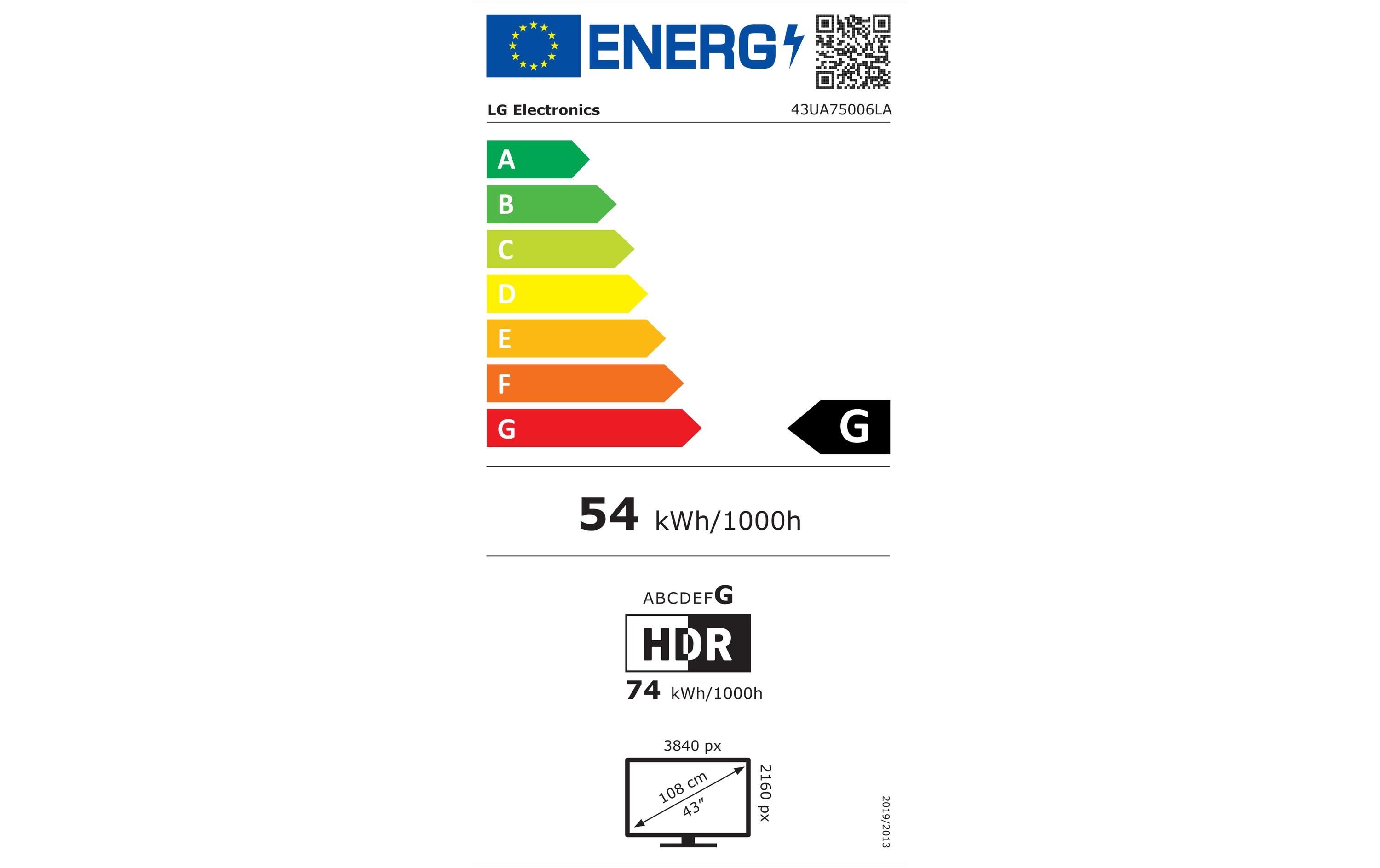 LG TV 43UA75006LA 43, 3840 x 2160 (Ultra HD 4K), LED-LCD