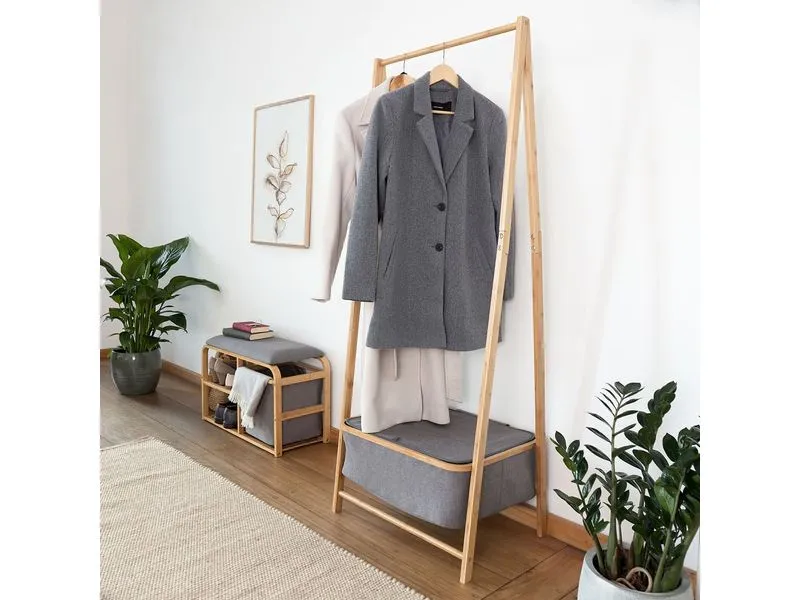 Lumaland Lumaland Kleiderständer aus Bambus 159 x 60 x 45 cm Grau Lumaland Lumaland Kleiderständer aus Bambus 159 x 60 x 45 cm Grau