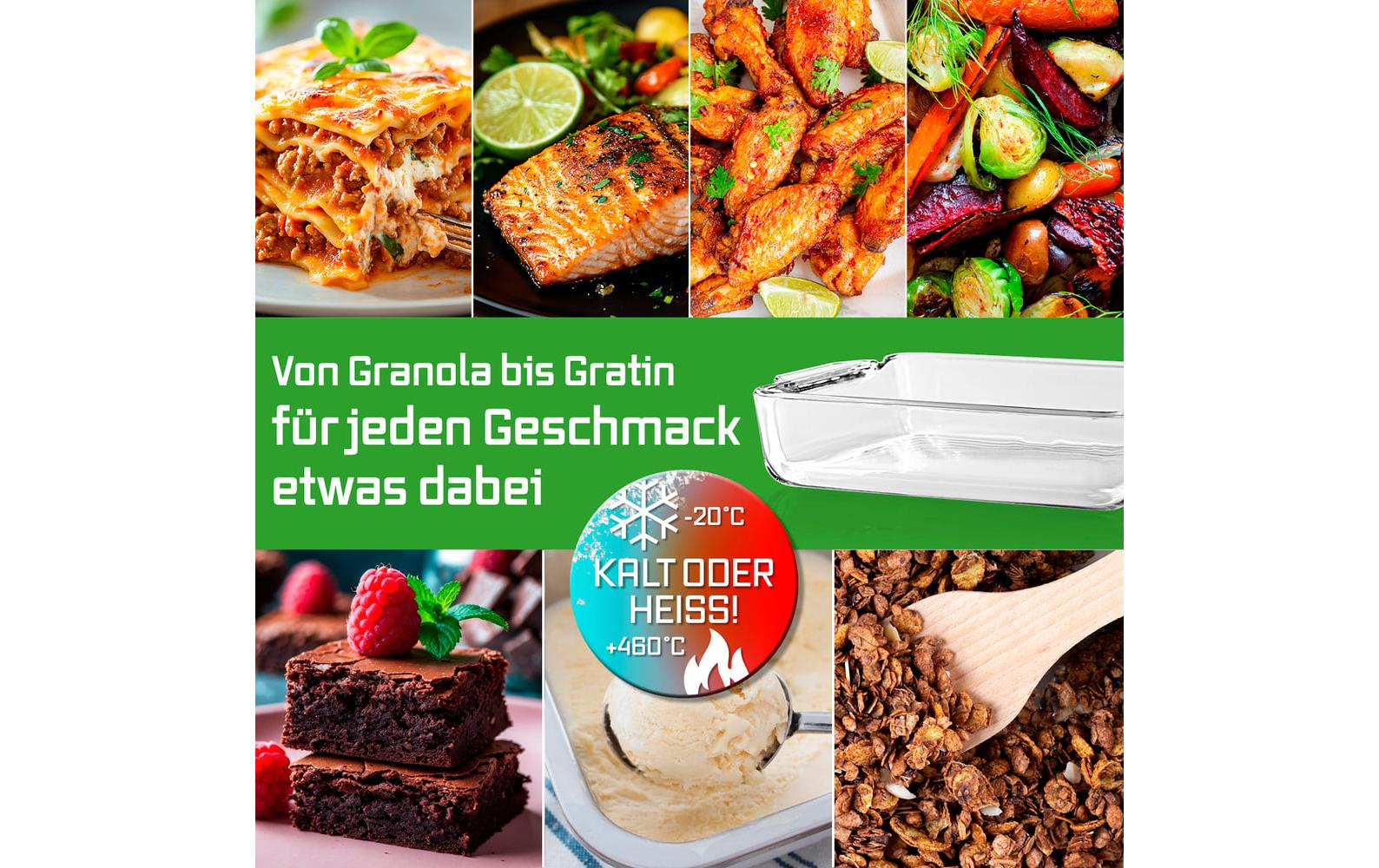 GOURMETmaxx Auflaufform für Heissluft-Fritteusen Eckig, Transparent,