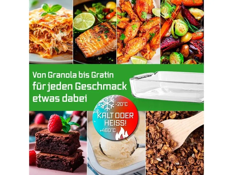 GOURMETmaxx Auflaufform für Heissluft-Fritteusen Eckig, Transparent, GOURMETmaxx Auflaufform für Heissluft-Fritteusen Eckig, Transparent,