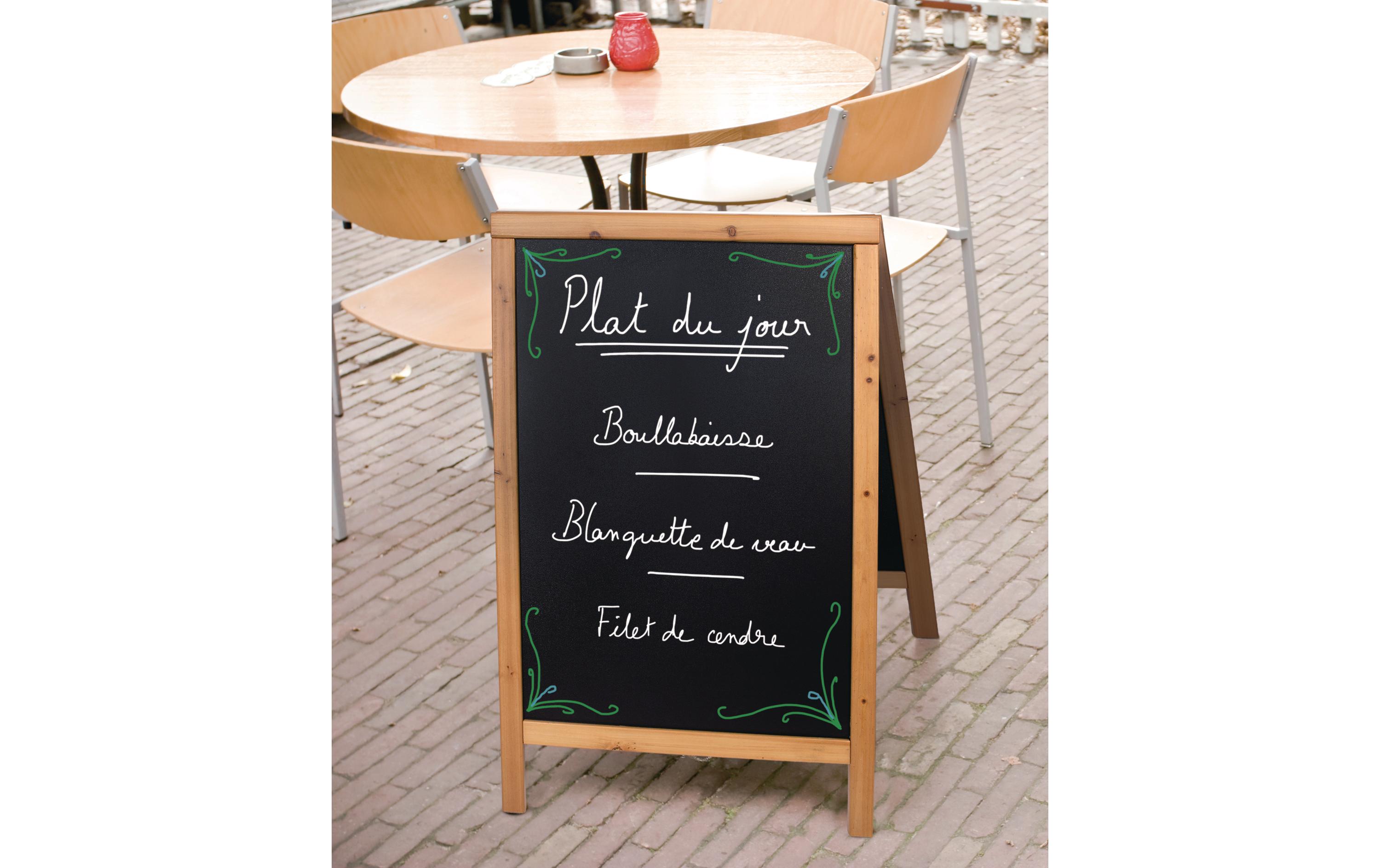 Securit Kreidetafel Teak Finish 55 x 85 cm Schwarz/Hellbraun