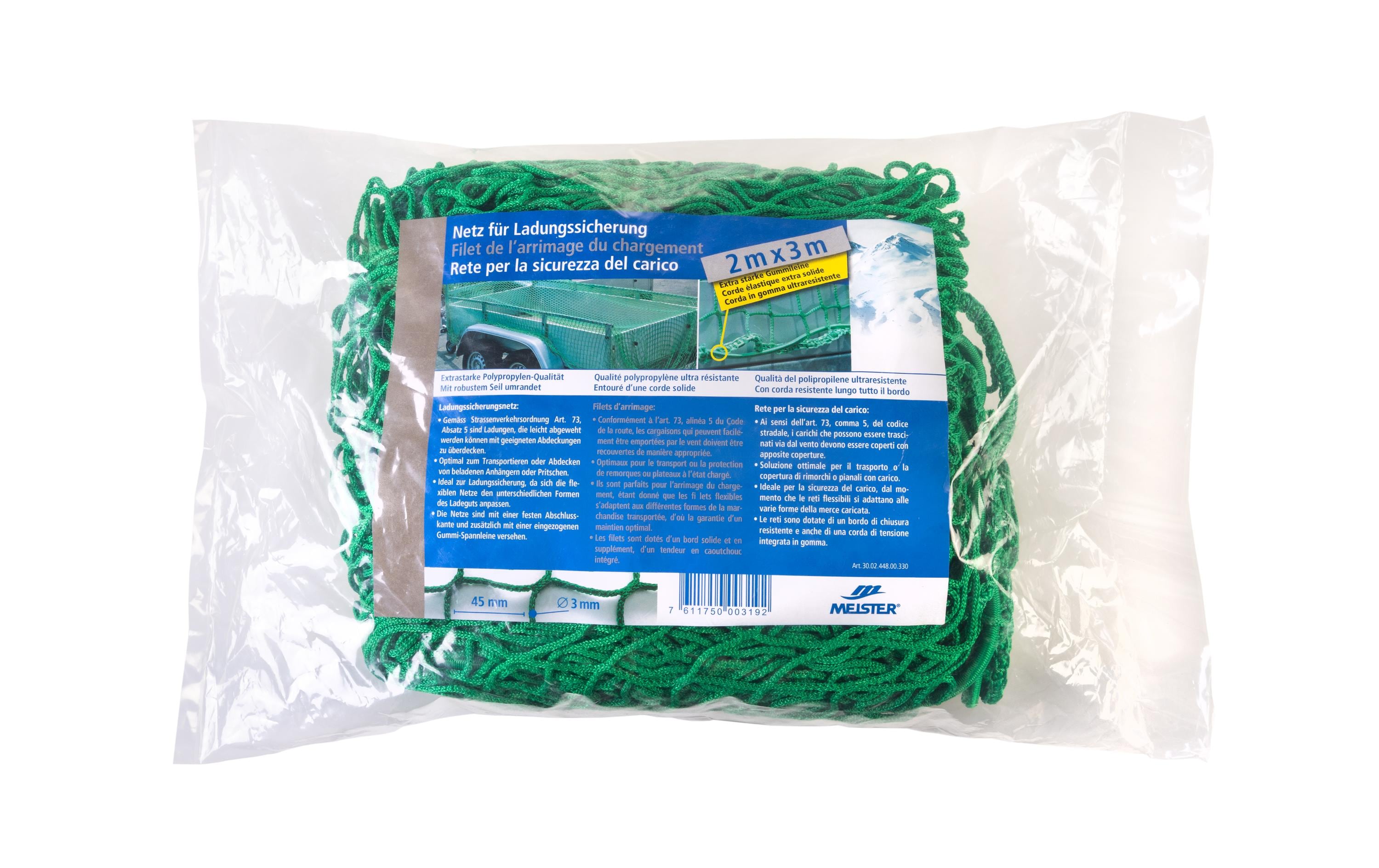 Meister Anhängernetz knotenlos, Ø 3 mm / 2 x 3 m, Grün Meister Anhängernetz knotenlos, Ø 3 mm / 2 x 3 m, Grün