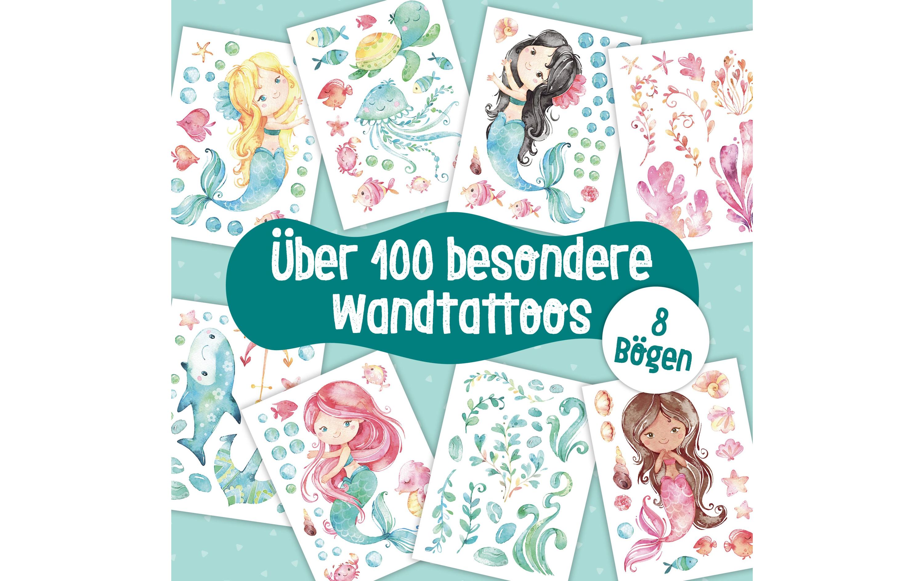 Papierdrachen Wandtattoo-Set Meerjungfrau