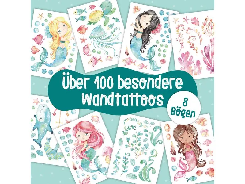 Papierdrachen Wandtattoo-Set Meerjungfrau